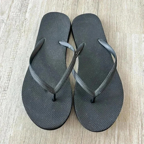 Womens Shade & Shore Black Flip Flops - 10 - Picture 1 of 3